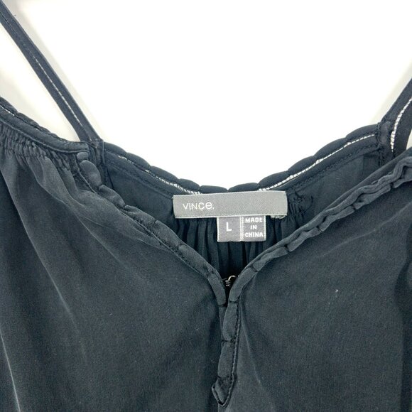 Vince Tie-Front Silk Camisole Tank Blouse Charcoal Large - Picture 2 of 4